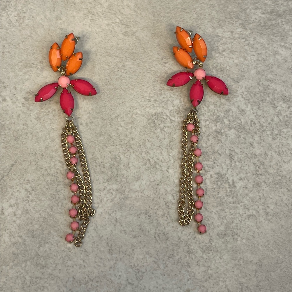 Elegant Pink and Orange Dangle Earrings